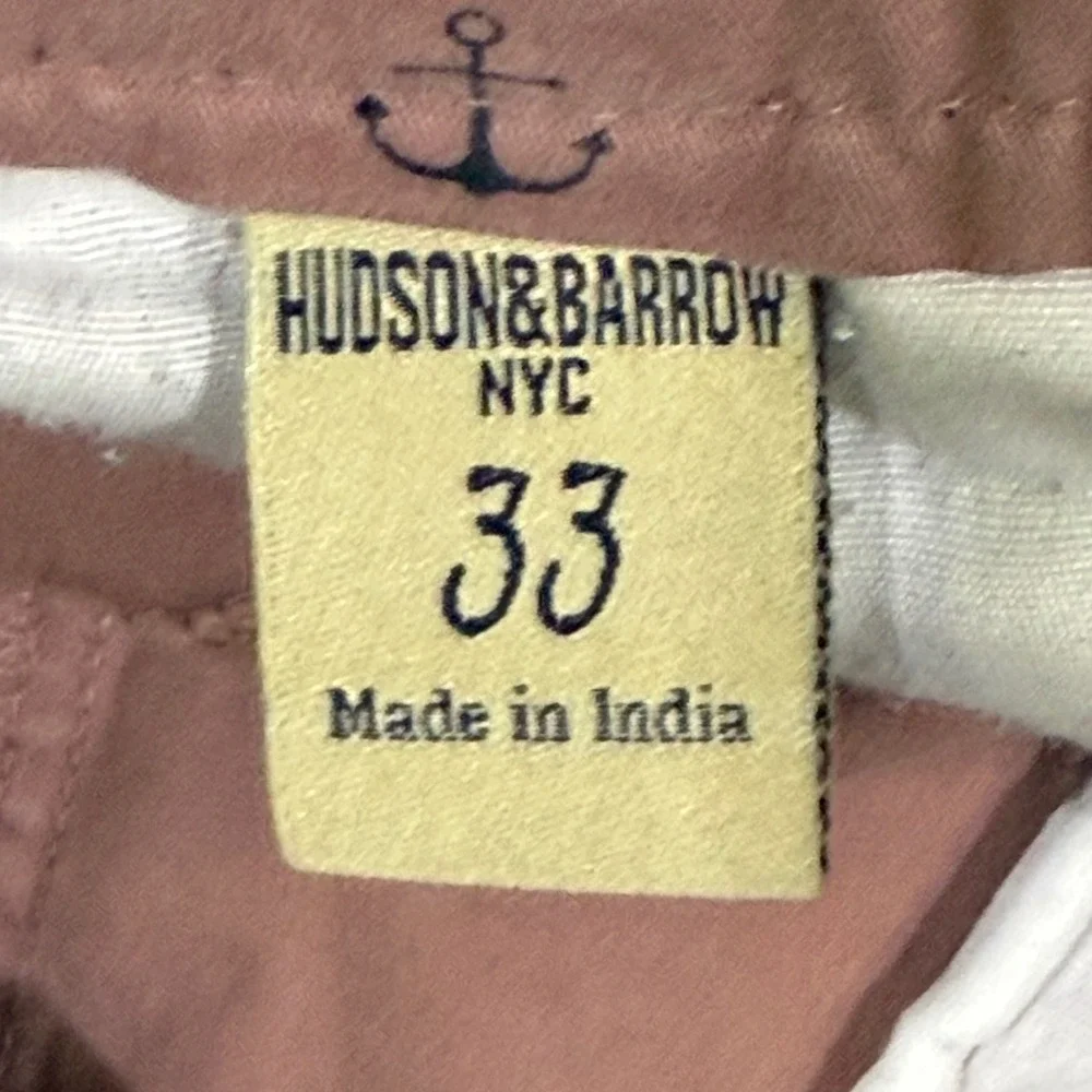 Hudson & Barrow Anchor Chino Shorts Mens 36 Pink Nautical Preppy Coastal Summer